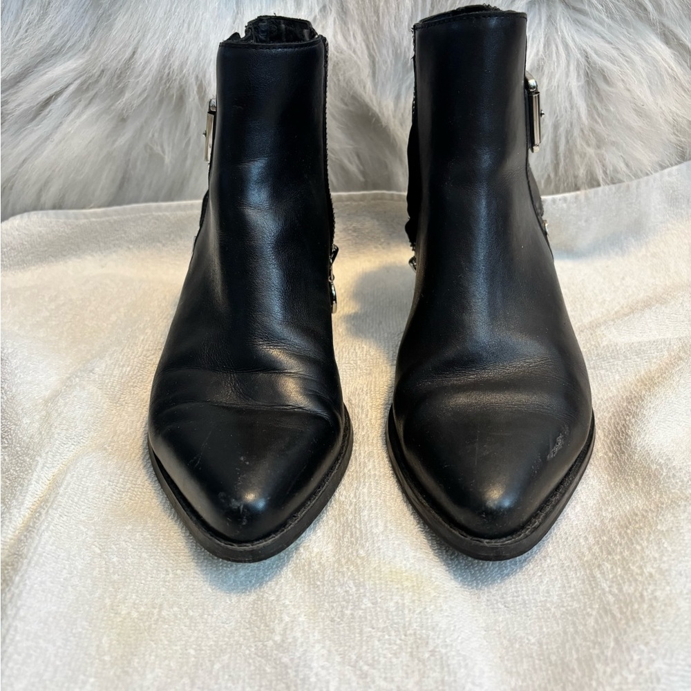 Elegant Black Leather Ankle Booties